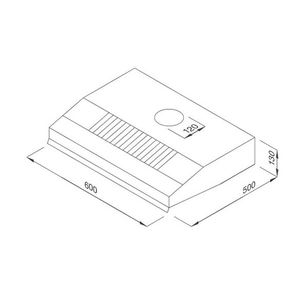 Bản vẽ kích thước Máy hút mùi MALLOCA H342.6 TC 60cm cổ điển