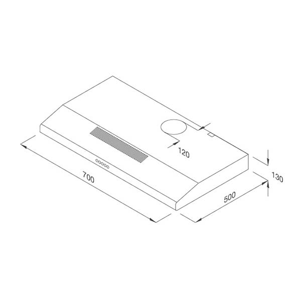 Bản vẽ kích thước Máy hút mùi MALLOCA H365.7B 70cm cổ điển