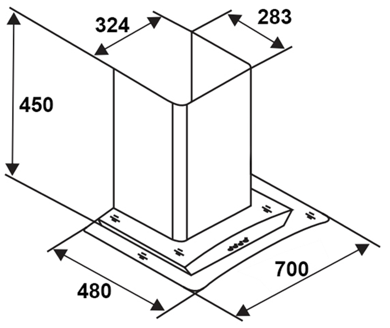 ban ve ky thuat may hut mui sevilla sv 350 70cm kinh cong