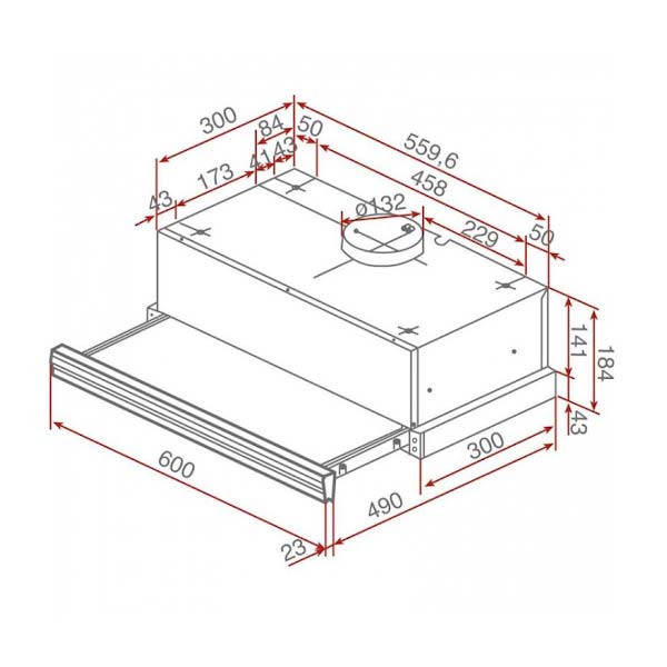 Bản vẽ kích thước Máy hút mùi TEKA CNL 6400 40436800 60cm âm tủ