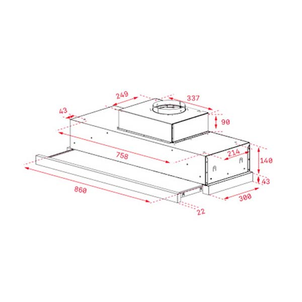 Bản vẽ kích thước Máy hút mùi TEKA CNL 9815 PLUS 40436860 90cm âm tủ