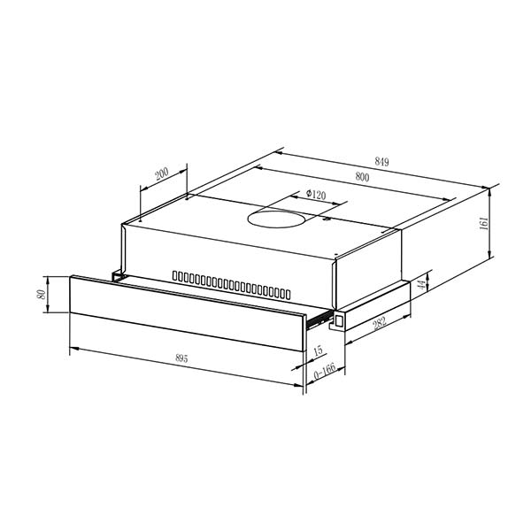 Bản vẽ kích thước Máy hút mùi TEKA TLR2 92 SS 113070001 90cm âm tủ