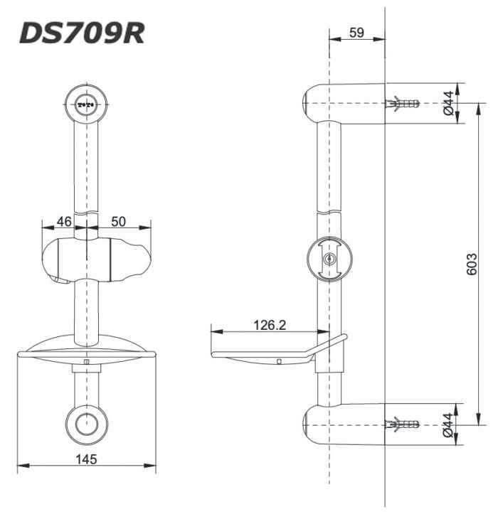 ban ve ky thuat thanh truot sen tam toto ds709r