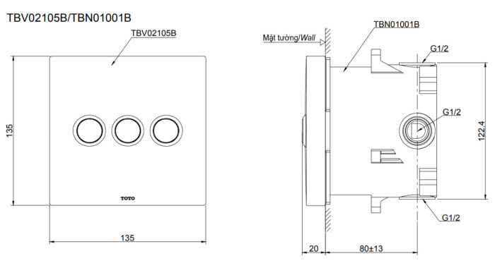 ban ve ky thuat van chuyen huong toto tbv02105b tbn01001b sen am tuong