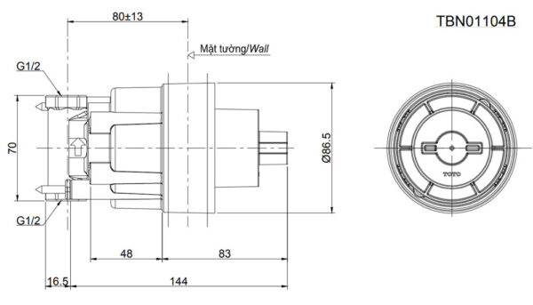 ban ve ky thuat van dung toto tbn01104b sen am tuong