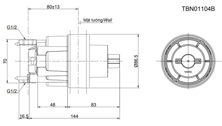 ban ve ky thuat van dung toto tbn01104b sen am tuong