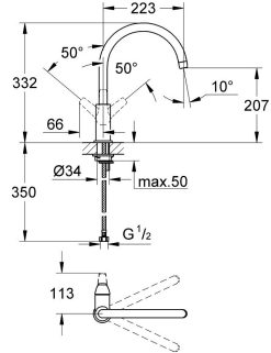 ban ve ky thuat voi bep grohe bauflow 31230000
