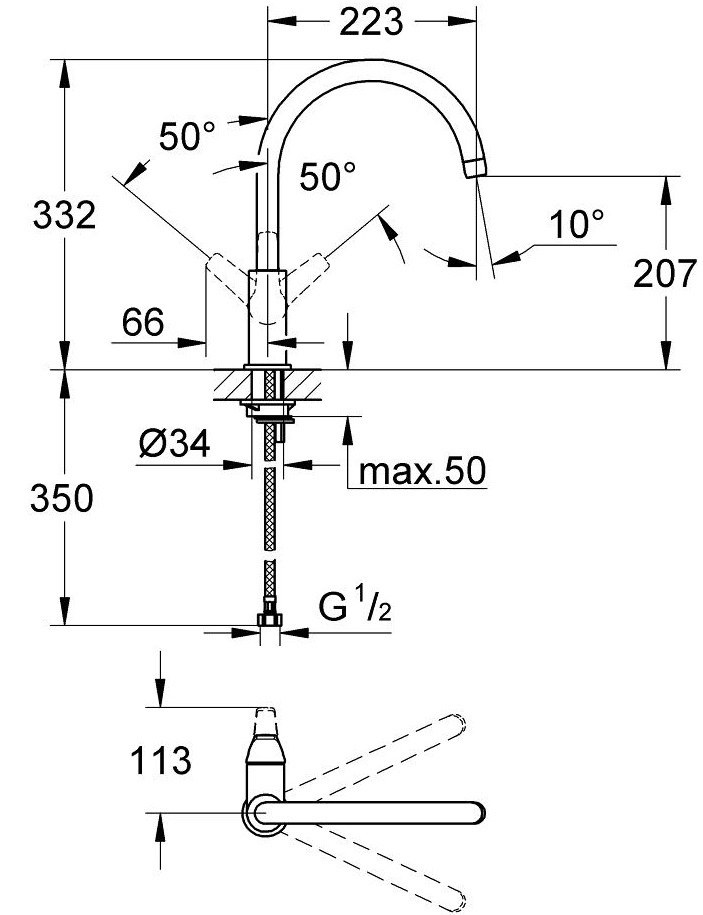ban ve ky thuat voi bep grohe bauflow 31230000