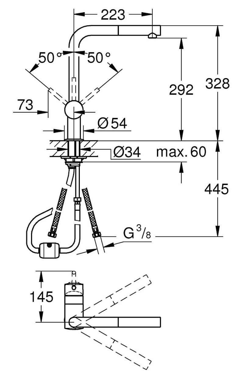 ban ve ky thuat voi bep grohe zedra 32168000 day rut