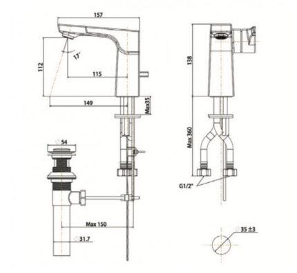 ban ve ky thuat voi chau lavabo american standard wf 0801 dong la moda nong lanh