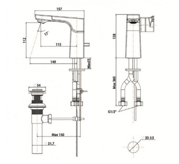 ban ve ky thuat voi chau lavabo american standard wf 0801 dong la moda nong lanh