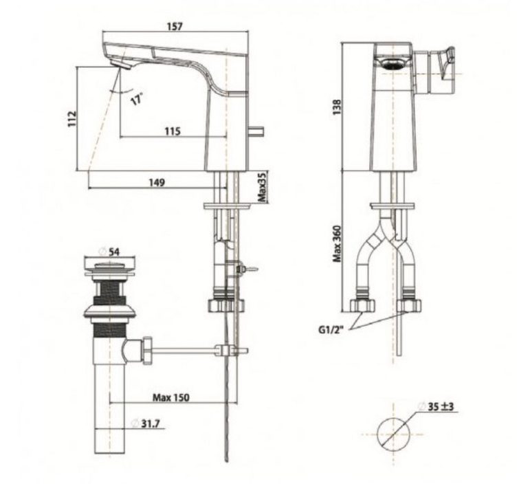 ban ve ky thuat voi chau lavabo american standard wf 0801 dong la moda nong lanh