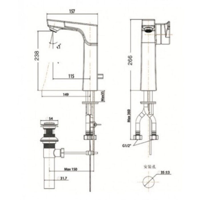 ban ve ky thuat voi chau lavabo american standard wf 0802 dong la moda co cao nong lanh