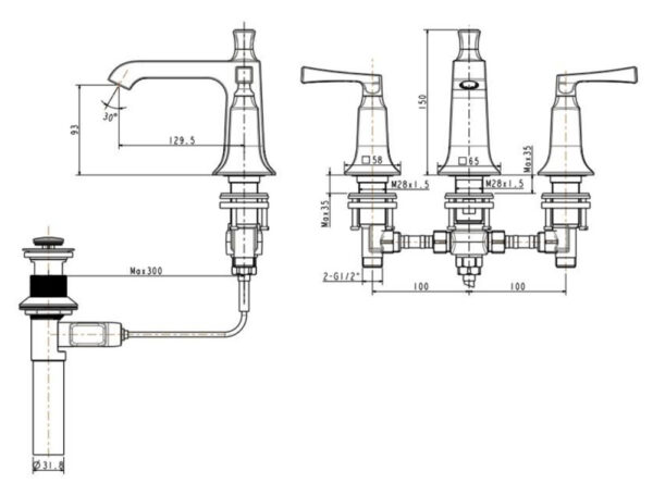 ban ve ky thuat voi chau lavabo american standard wf 1603 kastello nong lanh 3 lo