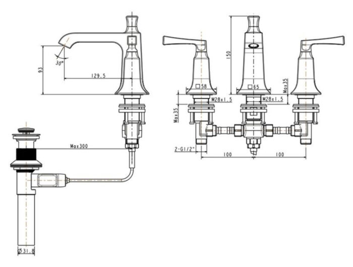 ban ve ky thuat voi chau lavabo american standard wf 1603 kastello nong lanh 3 lo