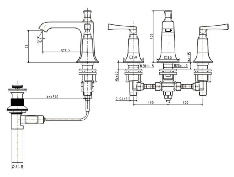ban ve ky thuat voi chau lavabo american standard wf 1603 kastello nong lanh 3 lo