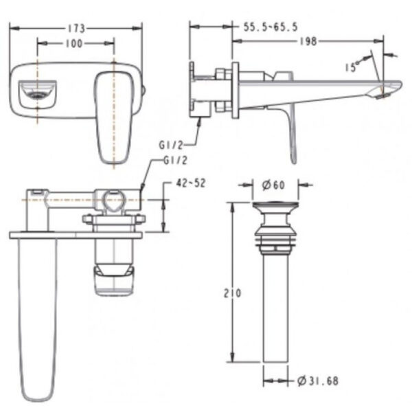 ban ve ky thuat voi chau lavabo american standard wf 1704 signature gan tuong nong lanh