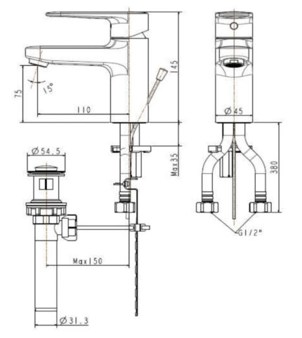 ban ve ky thuat voi chau lavabo american standard wf b201 dong codie nong lanh