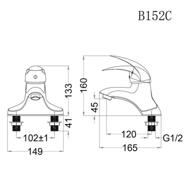 ban ve ky thuat voi chau lavabo caesar b152cp b152cu nong lanh