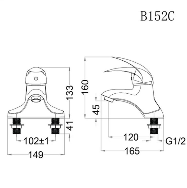 ban ve ky thuat voi chau lavabo caesar b152cp b152cu nong lanh
