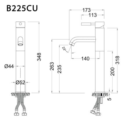 ban ve ky thuat voi chau lavabo caesar b225cu co cao nong lanh