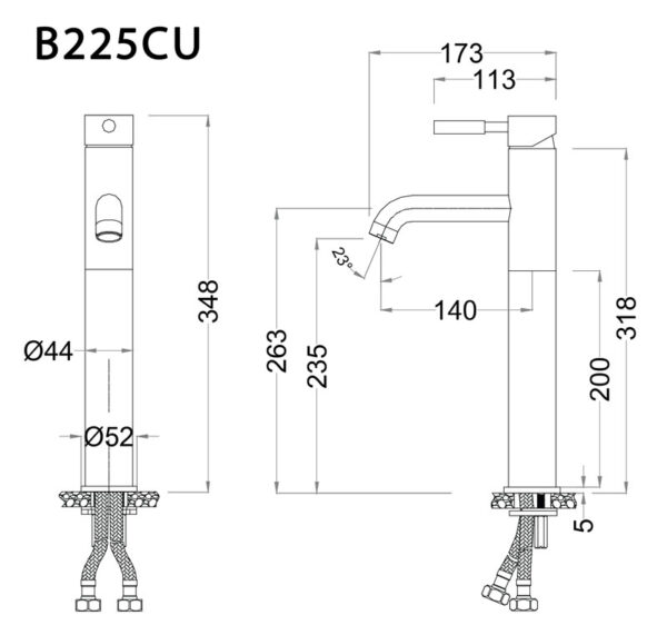 ban ve ky thuat voi chau lavabo caesar b225cu co cao nong lanh