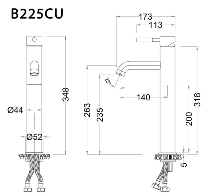 ban ve ky thuat voi chau lavabo caesar b225cu co cao nong lanh