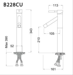 ban ve ky thuat voi chau lavabo caesar b228cu co cao nong lanh