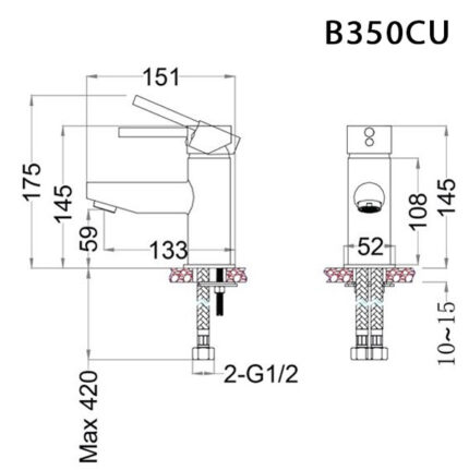 ban ve ky thuat voi chau lavabo caesar b350cu nong lanh