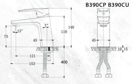 ban ve ky thuat voi chau lavabo caesar b390cp b390cu nong lanh