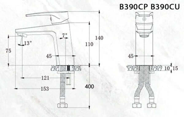 ban ve ky thuat voi chau lavabo caesar b390cp b390cu nong lanh