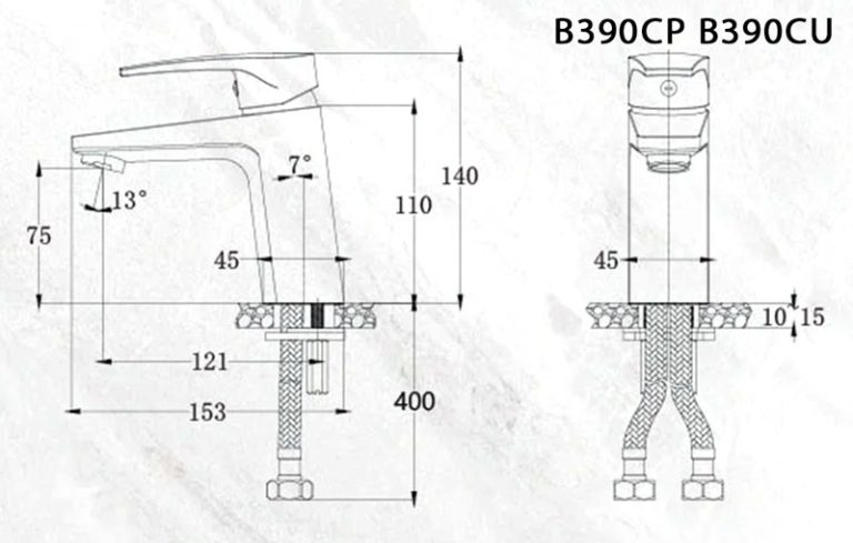ban ve ky thuat voi chau lavabo caesar b390cp b390cu nong lanh