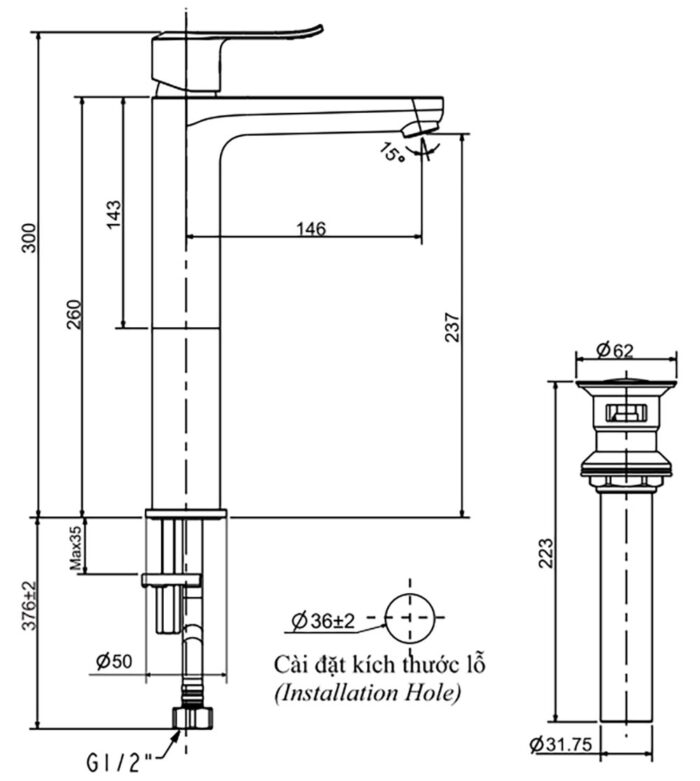 ban ve ky thuat voi chau lavabo inax lfv 2012sh nong lanh 1 lo co cao