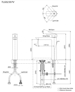 ban ve ky thuat voi chau lavabo toto tlg02307v nong lanh co cao