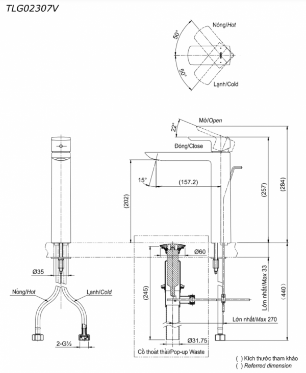 ban ve ky thuat voi chau lavabo toto tlg02307v nong lanh co cao