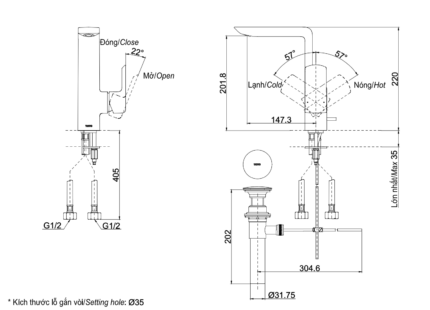 ban ve ky thuat voi chau lavabo toto tlg02309b nong lanh co cao