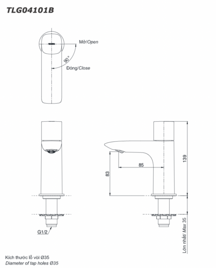ban ve ky thuat voi chau lavabo toto tlg04101b chi lanh