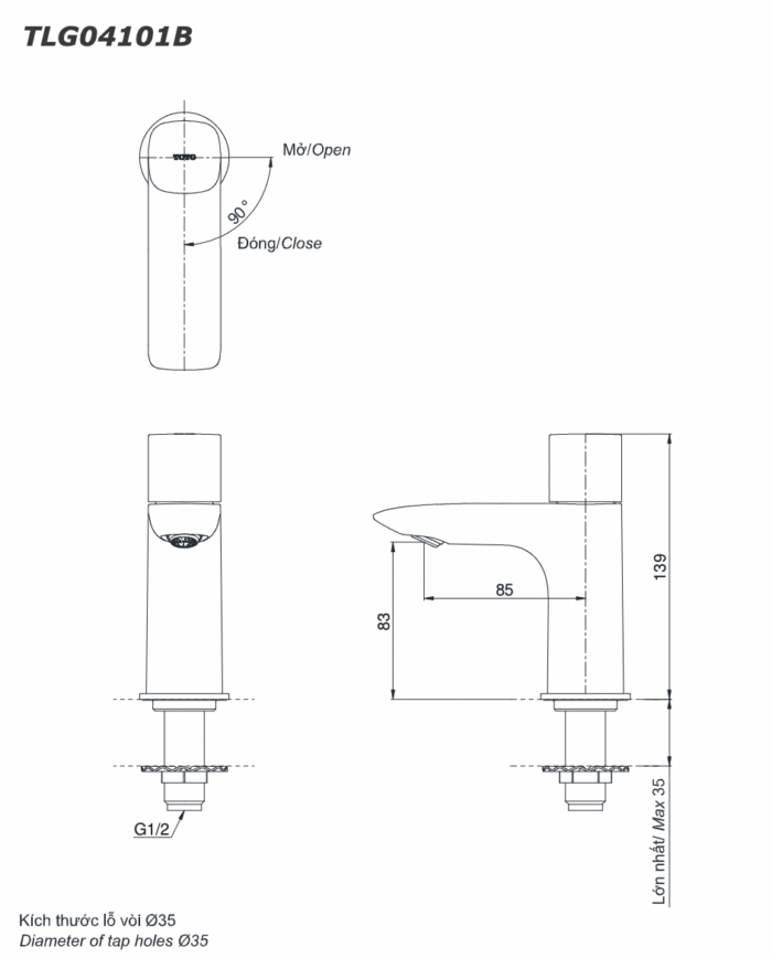ban ve ky thuat voi chau lavabo toto tlg04101b chi lanh