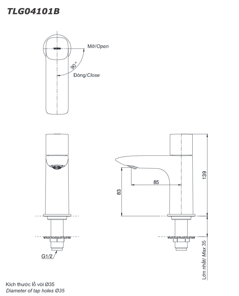 ban ve ky thuat voi chau lavabo toto tlg04101b chi lanh