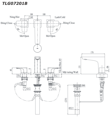 ban ve ky thuat voi chau lavabo toto tlg07201b nong lanh
