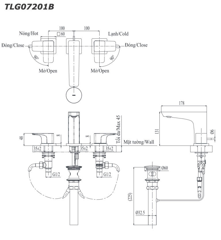 ban ve ky thuat voi chau lavabo toto tlg07201b nong lanh