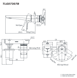 ban ve ky thuat voi chau lavabo toto tlg07307b nong lanh gan tuong