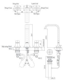 ban ve ky thuat voi chau lavabo toto tlg08201b nong lanh co cao