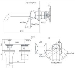 ban ve ky thuat voi chau lavabo toto tlg08308b nong lanh gan tuong