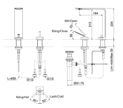 ban ve ky thuat voi chau lavabo toto tlp02307b nong lanh co cao