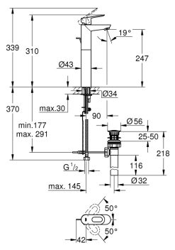 ban ve ky thuat voi lavabo 32856000 grohe bauloop size xl