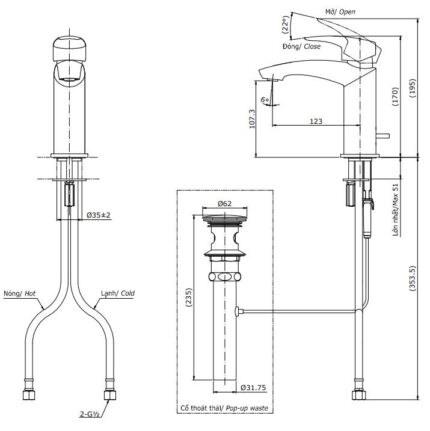 ban ve ky thuat voi lavabo toto tlg09301v