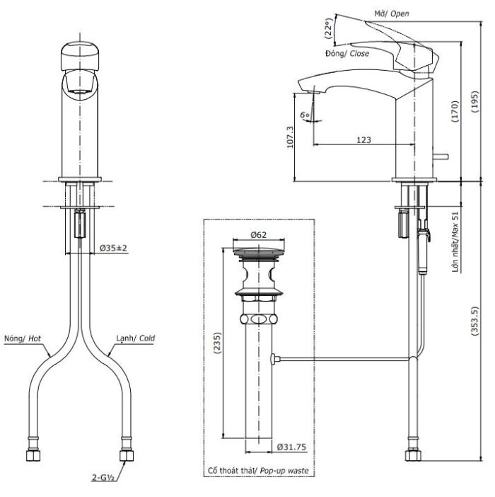 ban ve ky thuat voi lavabo toto tlg09301v