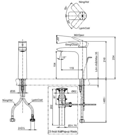 ban ve ky thuat voi nuoc toto nong lanh tlg04304v