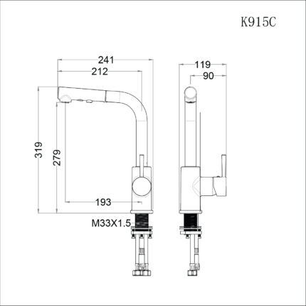 ban ve ky thuat voi rua bat caesar k915c nuoc lanh